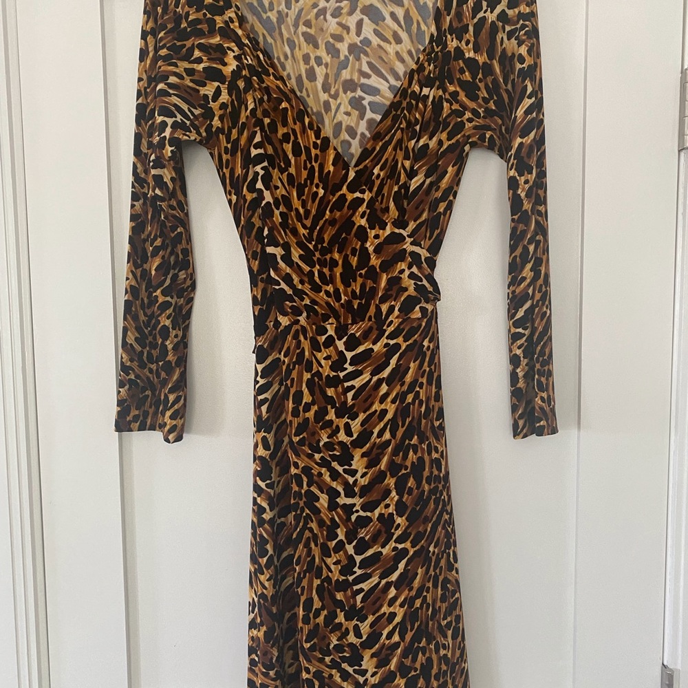 Norma Kamali Animal Print Wrap Dress